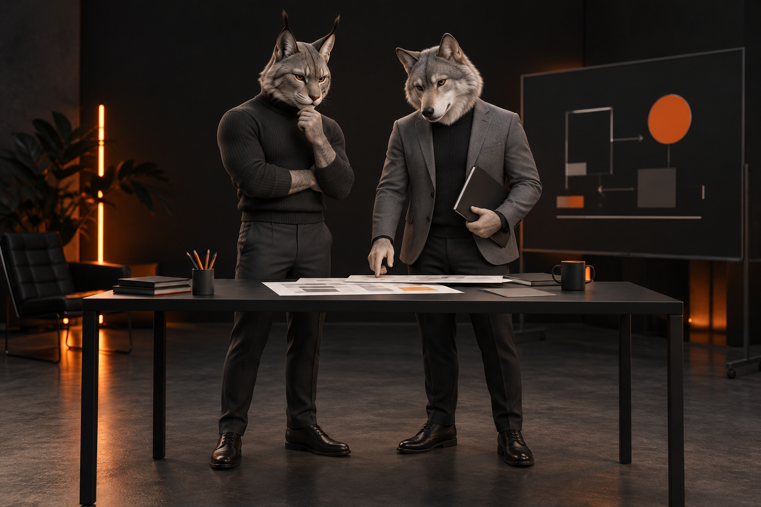 Leo y Gael revisan un brief de marketing para coordinar agentes de IA