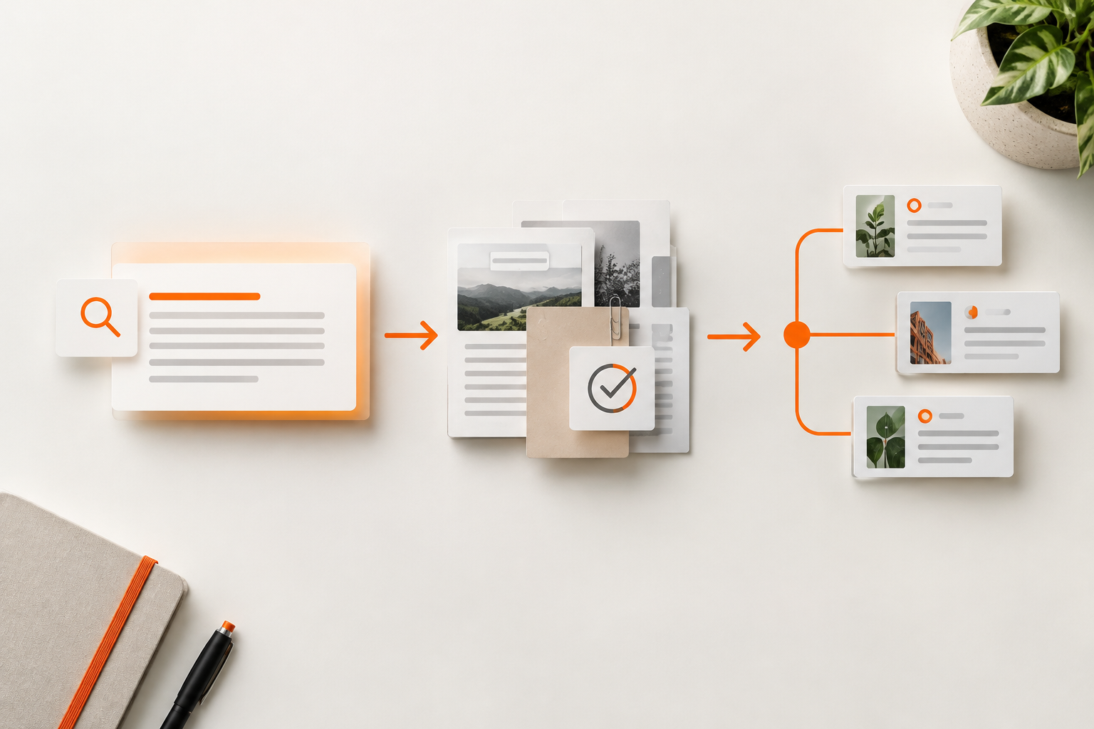 Diagrama de estructura editorial para contenido B2B interpretable por buscadores con IA