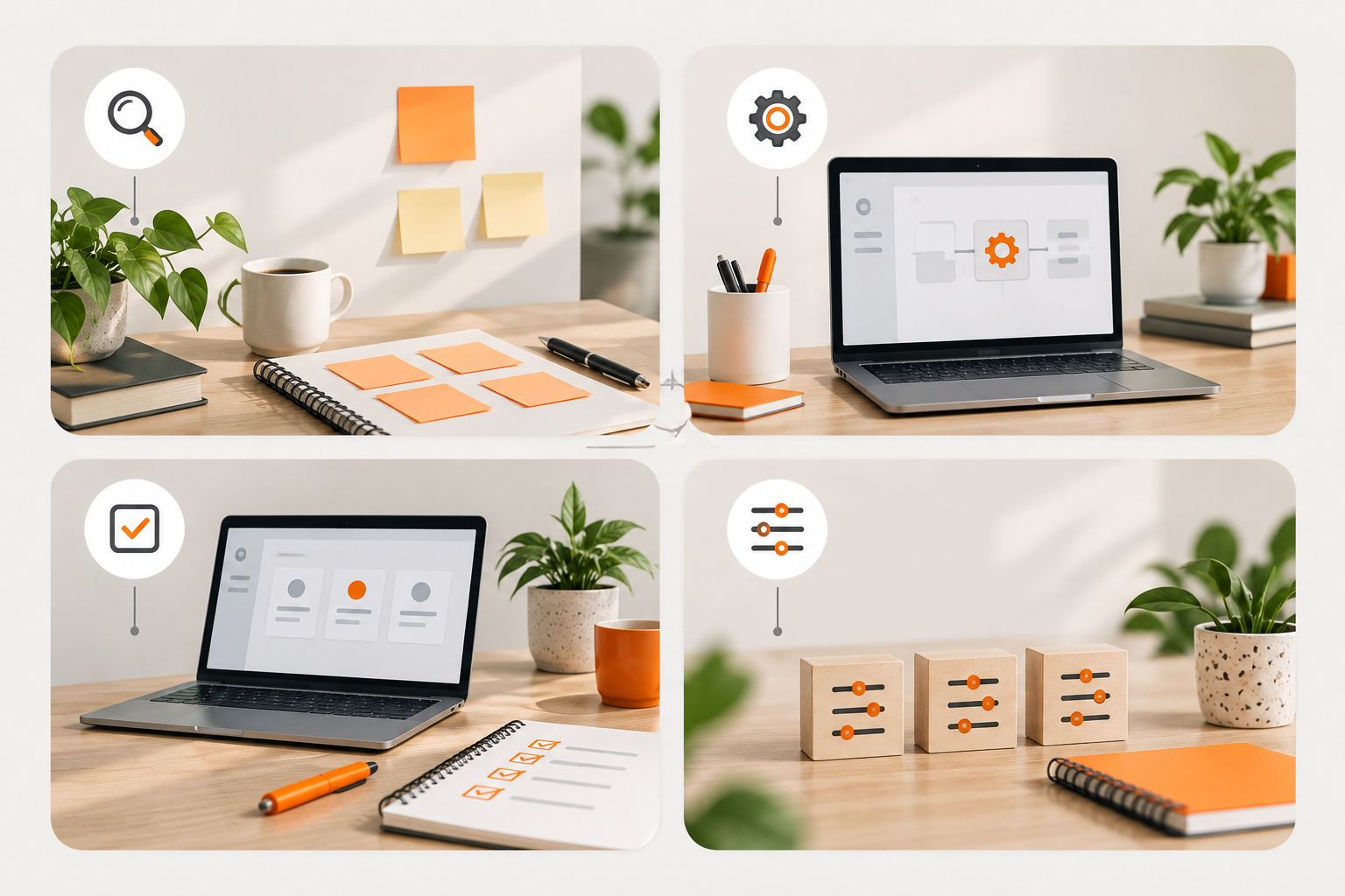 Diagrama de las cuatro etapas para implementar agentes de IA en marketing