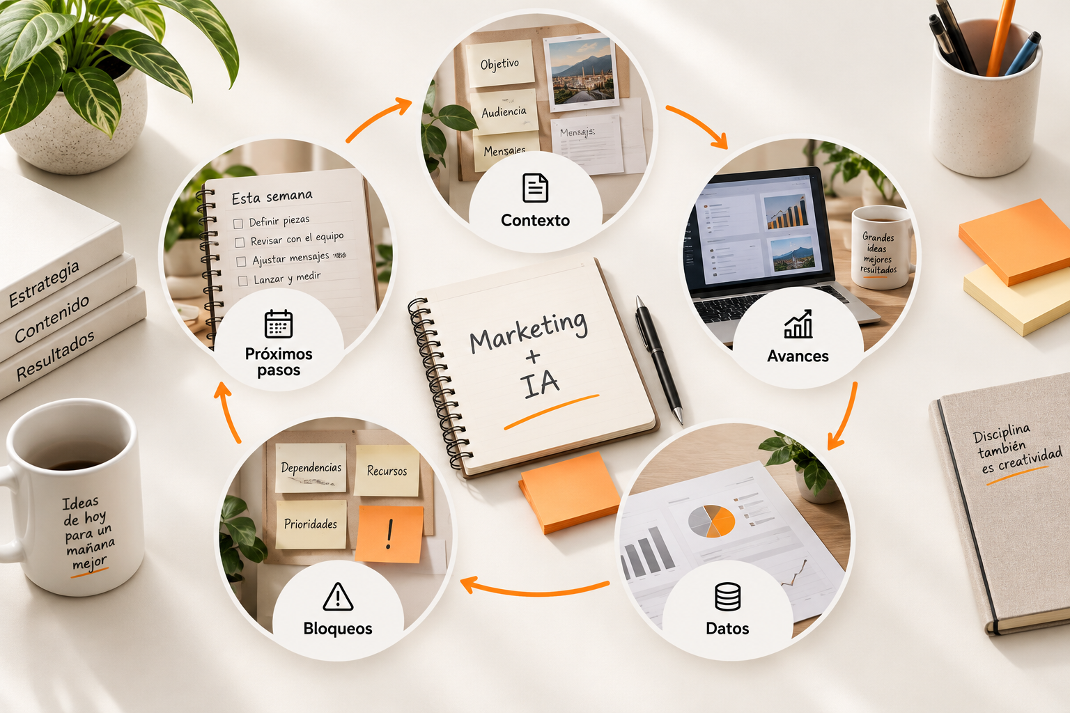 Agenda semanal para coordinar marketing con agentes de IA